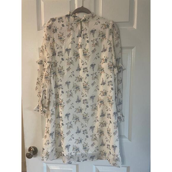 Allegra K Floral Chiffon Ruffle Mock Neck Swing Dress size medium - Picture 2 of 14
